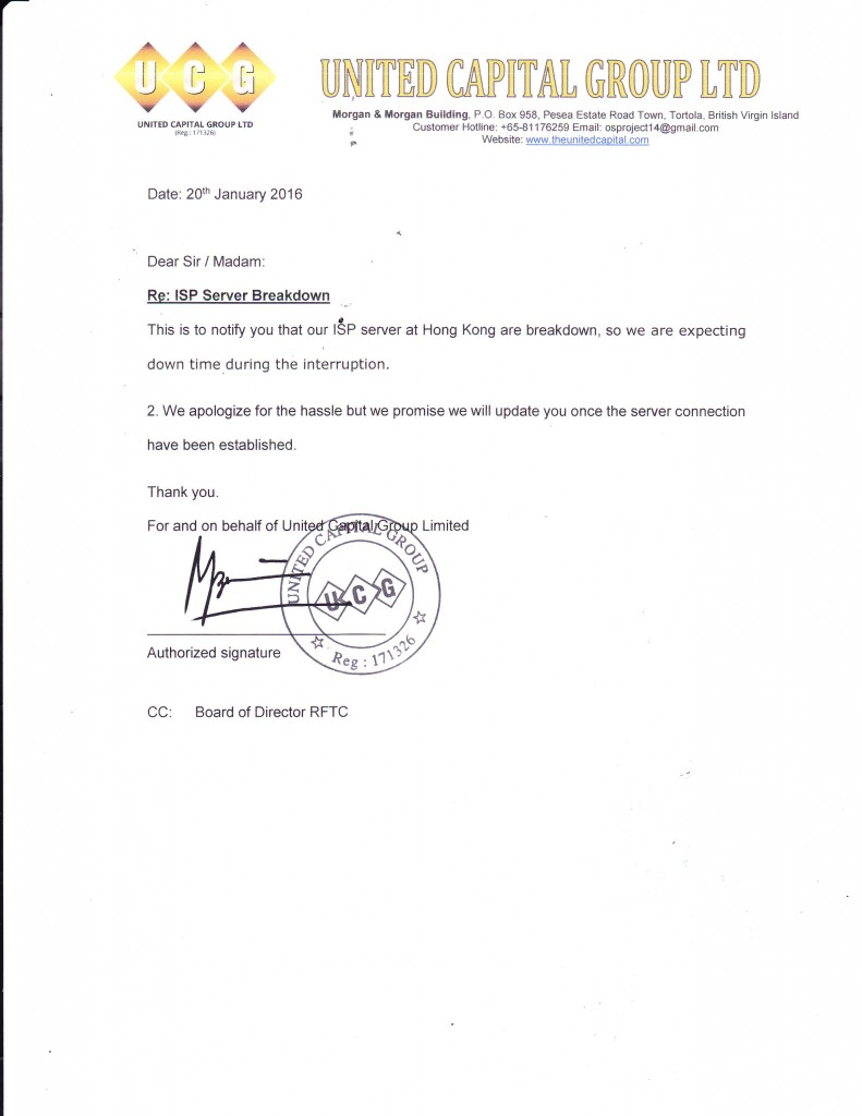 Letter of Notification